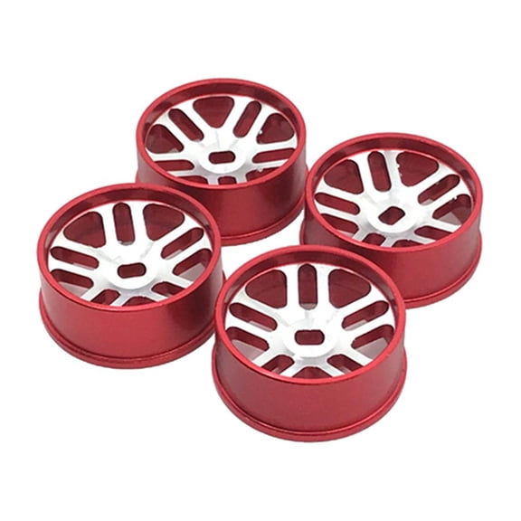 QSTDGVPW 4 Pack RC Model Car Upgrade Parts Metal Wheel Rims Hub for K969 K979 K989 Remote Red
