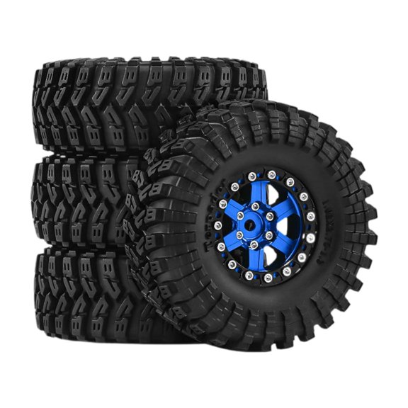 QSTDGVPW 4 Pieces 1/18 1/24 RC Crawler Car Wheels and Tires Accessory Aluminum Alloy Easy Blue