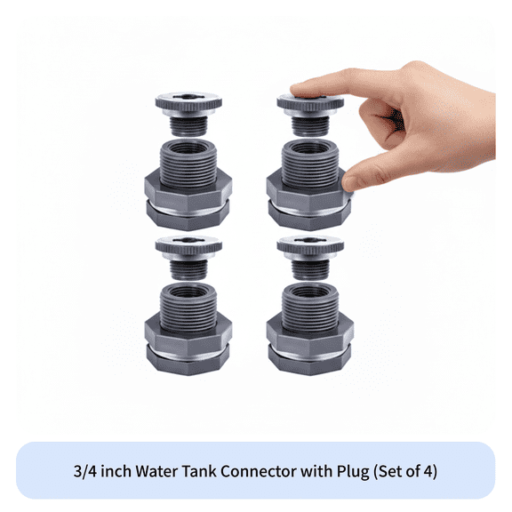 QSTDGVPW 4 Pieces Garden Hose Fitting with Plug Leak Proof Gasket Seal Plumbing Hardware Easy Drill Installation Container Accessory for Gardeners, Homeowners