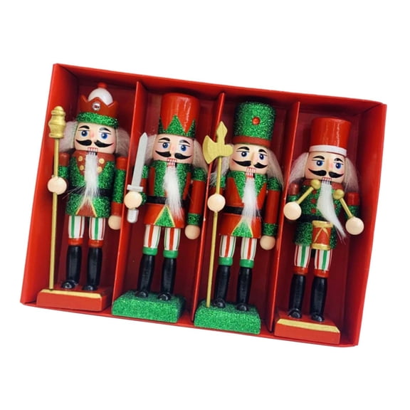 QSTDGVPW 4 Pieces Nutcracker Figurine Scene Layout Accessories Party Favors Doll Ornament