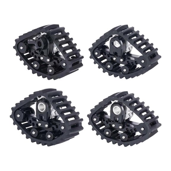 QSTDGVPW 4 Pieces Track Wheels Snow Tires 1/24 RC Crawler Track Snow Tires Mount Aluminum Black