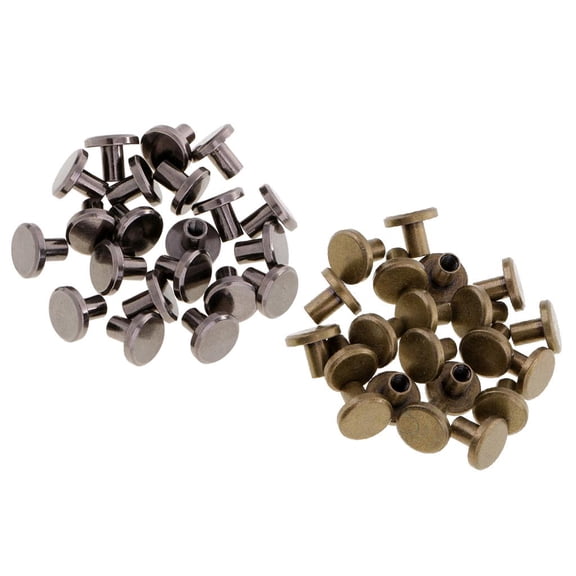 QSTDGVPW 40 Sets Leather Craft Belt Wallet Solid Brass Nail Rivets Chicago Screws 8mm
