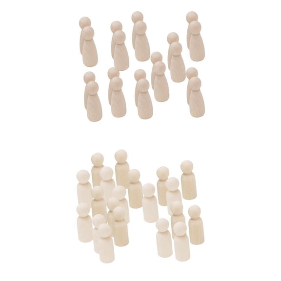 QSTDGVPW 40X Natural Unpainted Wooden Peg Doll Body People Paint Craft Kids Wood Toys