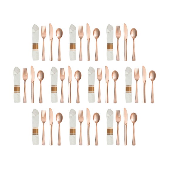 QSTDGVPW 40x Pre Rolled Party Silverware Set Service for Receptions Everyday Use Banquets Champagne
