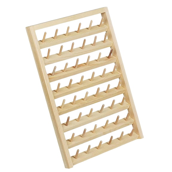 QSTDGVPW 48 Spool Wooden Thread Rack Holder Wall Door Mounted Stand Organizer Embroidery Machine Sewing Storage Quilting Knitting Accessories