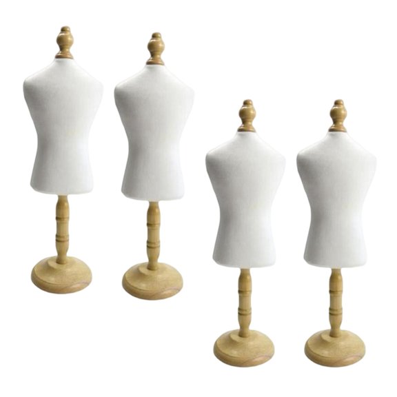 QSTDGVPW 4Pieces Mini Fashion Pet Dress Form Miniature Sewing Dress Rack Holder Bust