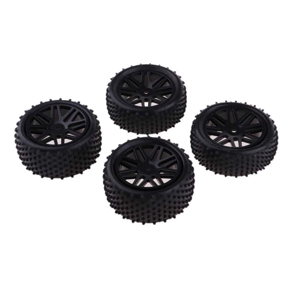 QSTDGVPW 4pcs RC 1/10 Buggy Wheels Tires Rims Wheels 12mm Hex for RC Racing Car HSP HPI