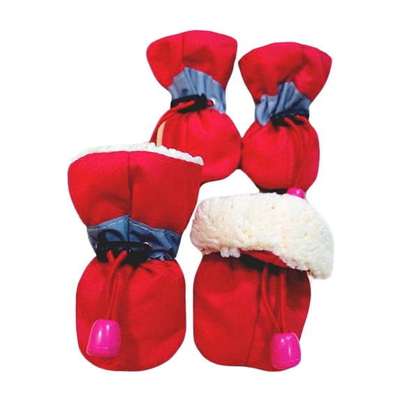 QSTDGVPW 4x Dog Boots with Reflective Puppy Booties Adjustable for Hot Pavement Winter 7 Red 6.5cmx5.5cm