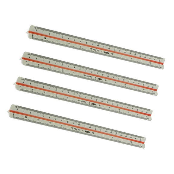 QSTDGVPW 4x Engineer 3-square Triangular Scale Ruler 1:20 1:25 1:50 1:75 1:100 1:125