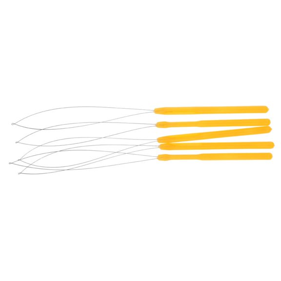 QSTDGVPW 5 Pcs Hair Extension Loop Threader Wire Pulling Hook Micro - Yellow