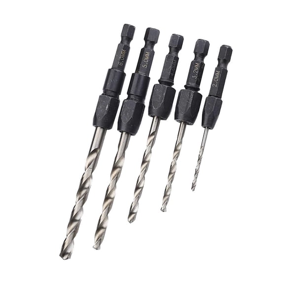 QSTDGVPW 5 Pieces Combination Drill Bit Set with Quick Change Adapter - 2, 3.2, 4, 5, 6mm