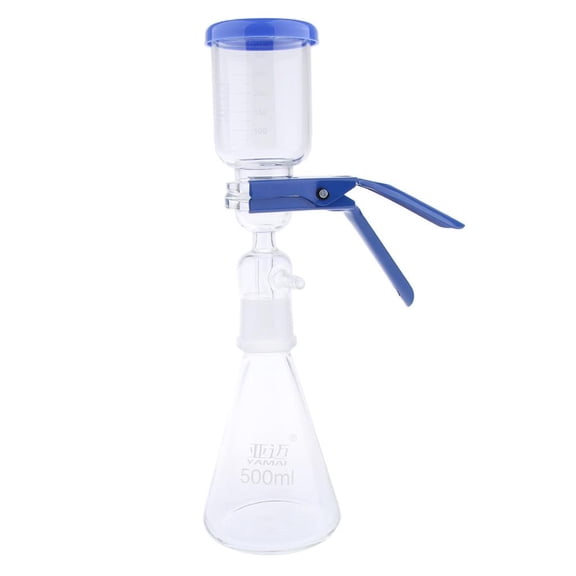 QSTDGVPW 500ml Filtration Apparatus Vacuum Laboratory Filtering Flask, Funnel & Clamp Set