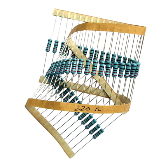 QSTDGVPW 50pcs Film Resistors 220ohm 1W Metal Film Resistance 5 Color Ring