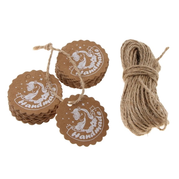 QSTDGVPW 50pcs Handmade Kraft Paper Hanging Gift Tag Labels Christmas Party