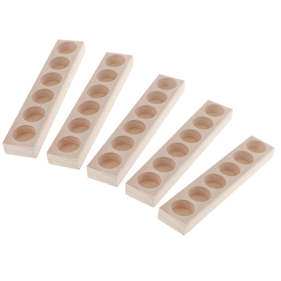QSTDGVPW 5Pcs Wood Essential Oils Box Aromatherapy Bottles Display Stand, Oil Rack, Oil