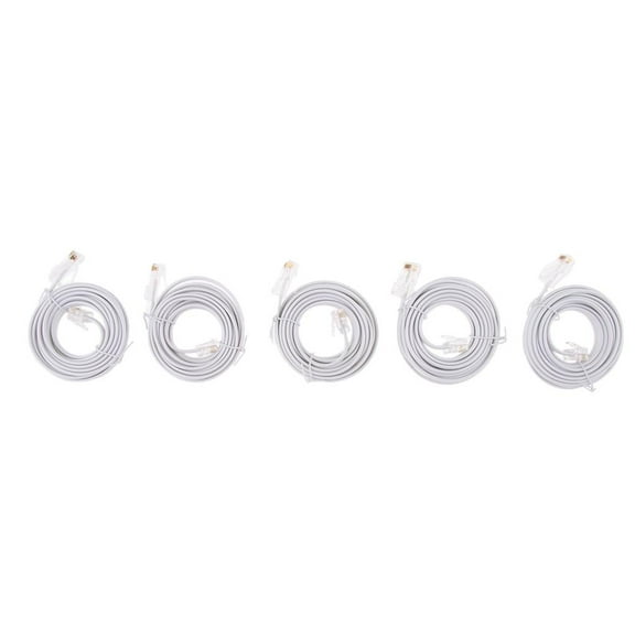 QSTDGVPW 5Pieces to RJ11 Telephone Modem Line Cable DSL Cord 8P4C 6P4C 3Meters