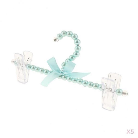 QSTDGVPW 5xPlastic Trousers Hanger Pants Rack with Bot-knot&Clips for Wardrobe Decor Blue