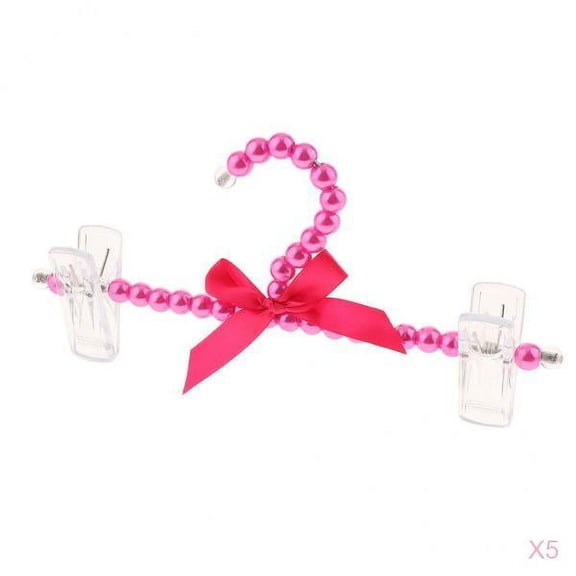 QSTDGVPW 5xPlastic Trousers Hanger Pants Rack with Bot-knot&Clips for Wardrobe Decor Red