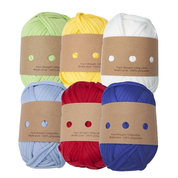 QSTDGVPW 6 Pieces Knitted Yarn Spaghetti 3M Cushion Elastic 6 Colors Rugs Home Decor Yarn C