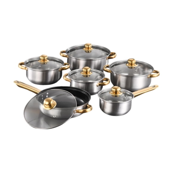 QSTDGVPW 6 Pieces Stainless Steel Cookware Set Nonstick Pots and Pans Set for Kitchen Silver
