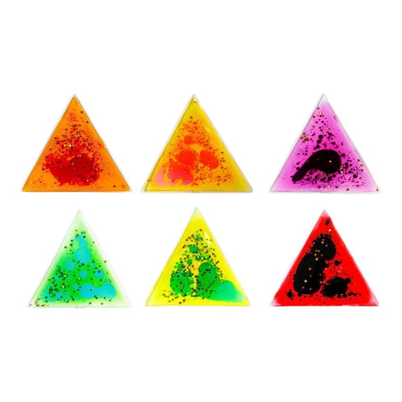 QSTDGVPW 6Pcs Sensory Soft Gel Liquid Toys Liquid Motion Tiles Travel Gifts Water Sensory Pads Play Mats for Children 3-4 Calming Toys Triangle