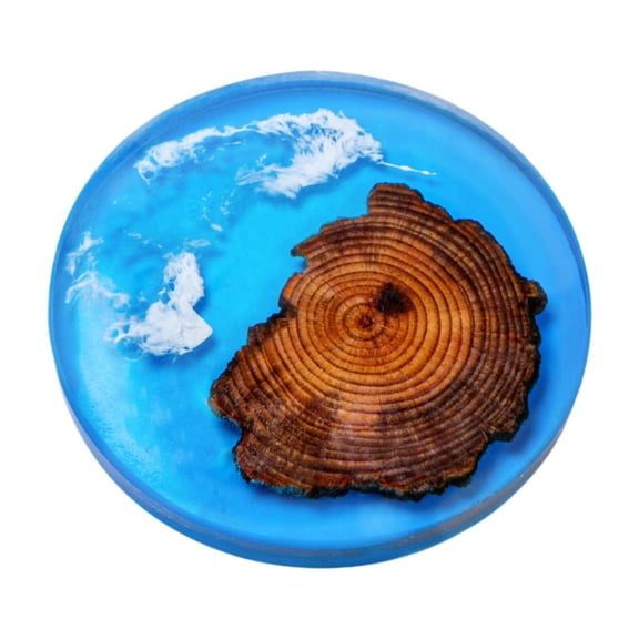 QSTDGVPW 6x Resin Drink Coasters, Epoxy Coasters, Wooden Coasters Set, Wooden Waterproof Round