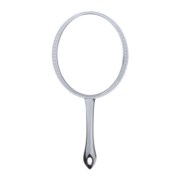QSTDGVPW 7'' Vintage Style Embossed Handheld Makeup Cosmetic Shaving HD Mirror Mirror Silver
