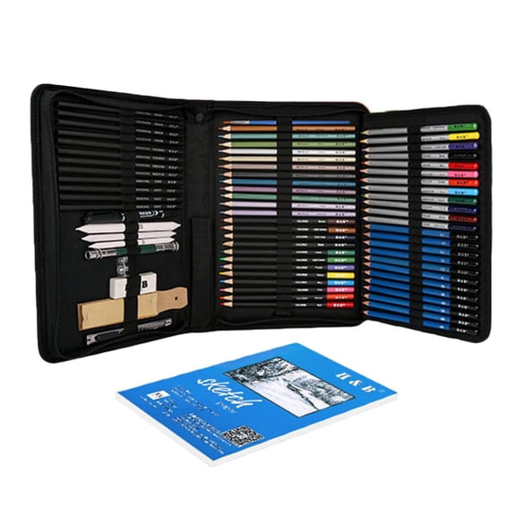 QSTDGVPW 71pcs Professional Drawing Artist Kit Set Pencils and Sketch Charcoal Arts & Bag