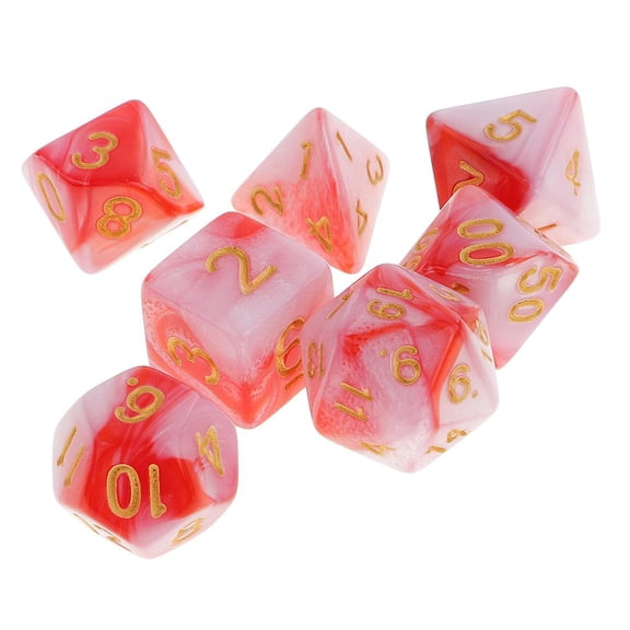 QSTDGVPW 7x 1.6cm/0.62'' Polyhedral Dice D12 D10 D8 D6 D4 Table Games Toys Red White