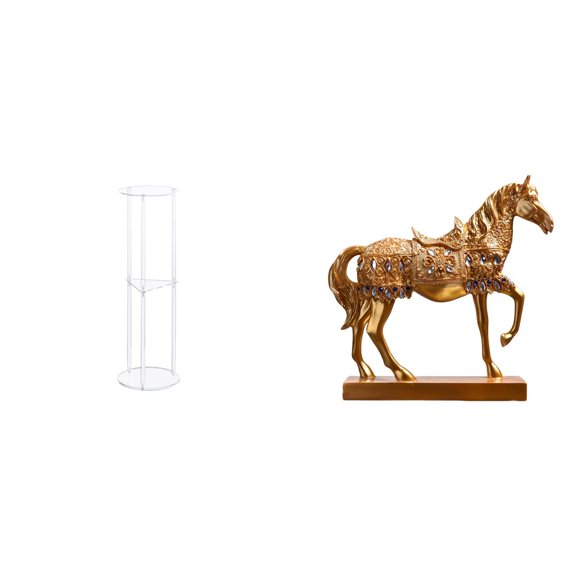 QSTDGVPW Acrylic Bedside Table with Horse Figurine Decoration Small Space Decor Animal Sculpture Resin Figurines for Home Office Balcony