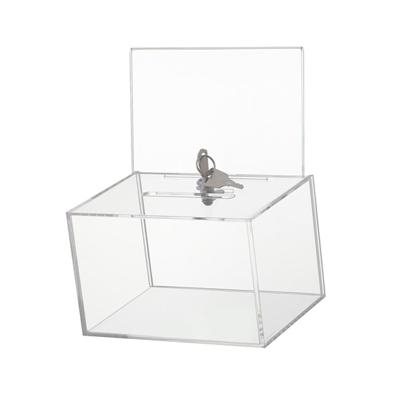 QSTDGVPW Acrylic Donation Box Ballot Box Lockable Clear Charity Raffle Ticket Box Comment