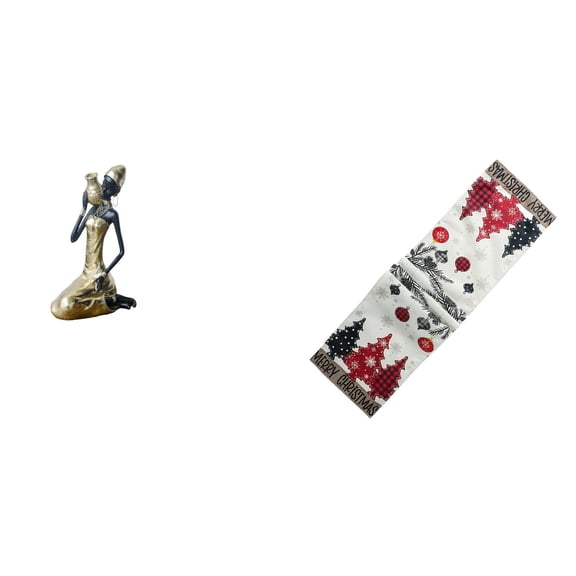 QSTDGVPW African Tribal Lady Statue Table Decoration Handmade Craft Collectible Art Piece Resin Ornament for Study Room Christmas Table Runner Dresser Scarf Seasonal Winter Reusable Xmas Tree