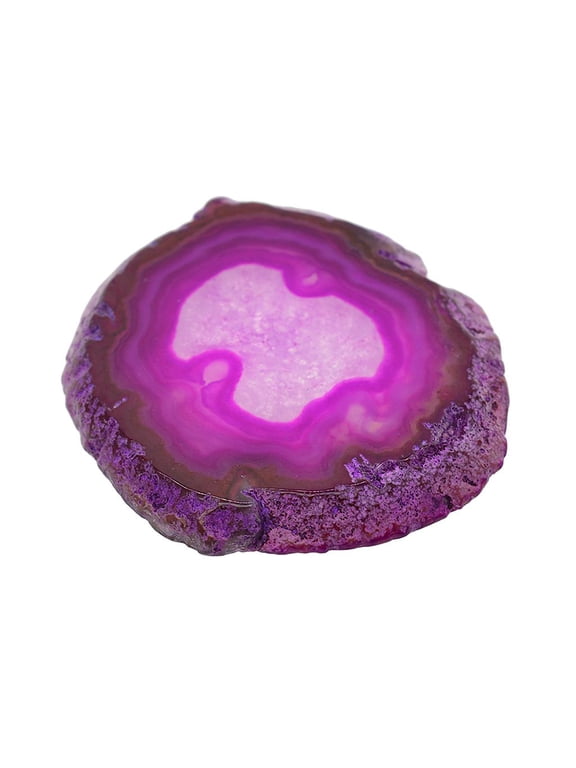 Agate Slice Polished Irregular Crystal Quartz Stone for DIY Pendant Fuschia