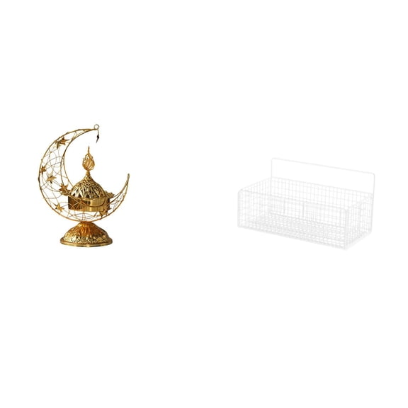 QSTDGVPW Antique Decorative Candle Stand and Incense Burner with Wall Hanging Metal Wire Storage Basket Floating Shelves for Living Room Fireplace Kitchen Bathroom Countertop Organizer