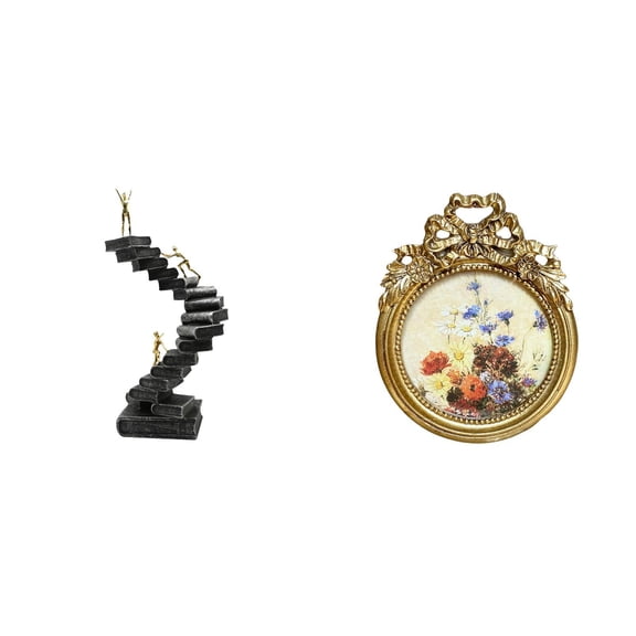 QSTDGVPW Antique Vintage Picture Frame Ornate European Style Thinker Statue for Bookshelf Decorative Objects Desktop Wall Display Wedding Gift Ideas