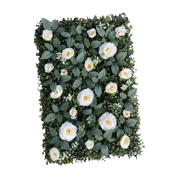 QSTDGVPW Artificial Grass Wall Panel Artificial Wall Flower Artificial Plant 40x60cm with White