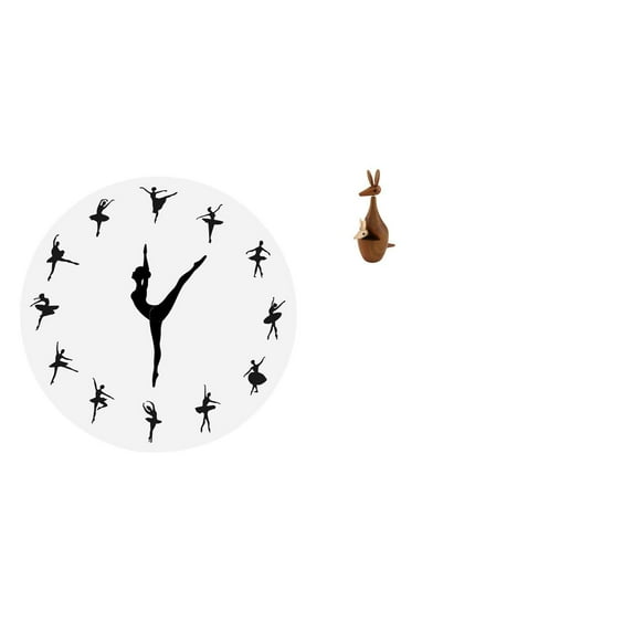 QSTDGVPW Ballerina Wall Clock Ballet Dancing Girl Statue Silent Mute Clock Dance Charming Decorative Sculpture for Kitchen Office Home Bedroom Bookshelf