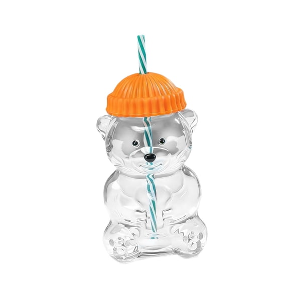 QSTDGVPW Bear Glass Cup Clear Versatile Empty Juice Bottle for Home Bar Kitchen Party Orange