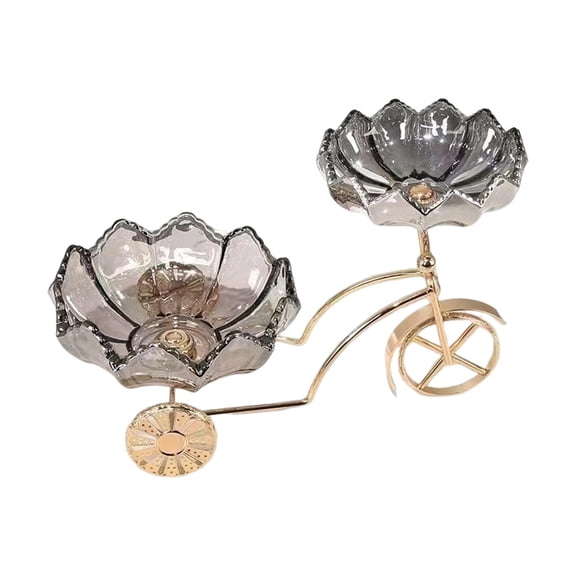 QSTDGVPW Bike Shape Glass Serving Tray Decorative Tea Party Serving Trays Round Multi Use Gray