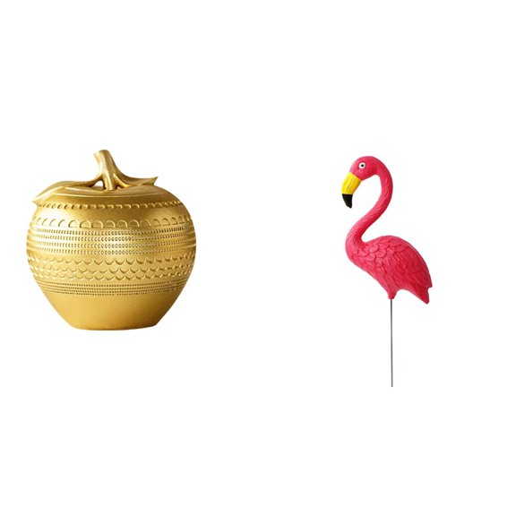 QSTDGVPW Bird Figurine Resin Ornament Art Simple Fruit Statue Modern Sculpture for Tabletop Bookshelf Dining Room Bedroom Office Yard Ornament Fairy Garden Accessories Flamingo Stake Holiday
