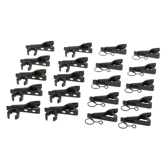 QSTDGVPW Black Ring-type Lapel Lavalier Clip-on Microphone Clips Mic Accessory Pack of 20