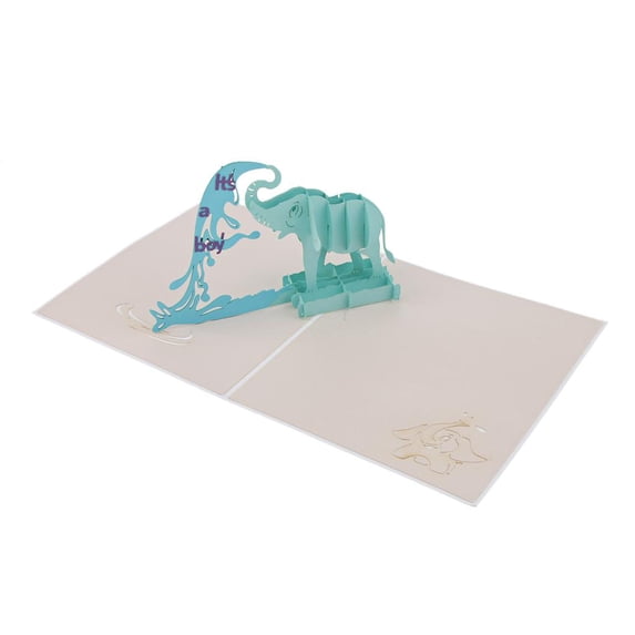 QSTDGVPW Boy/ Folding Message Card with Envelope Baby Shower Blessing Bule