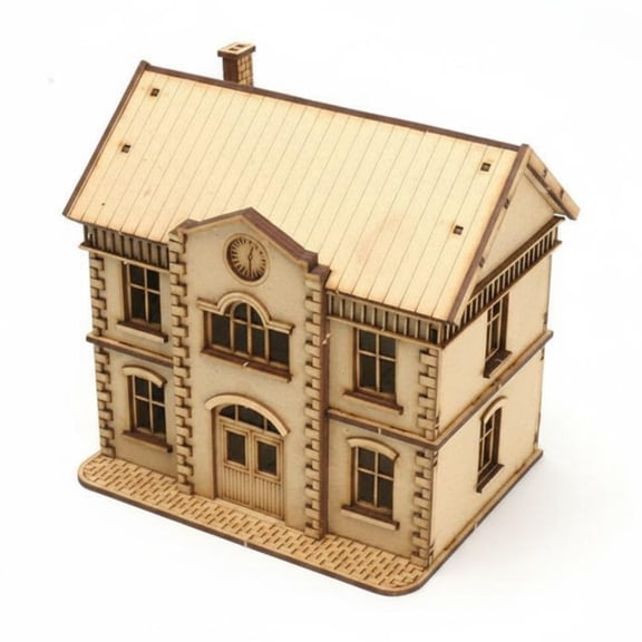 QSTDGVPW Building Kit Model Headquarters Wooden 3D Puzzle 1/72 Scale Two Story Architecture with Removable Roof for Adults and War Game Tabletop Setups