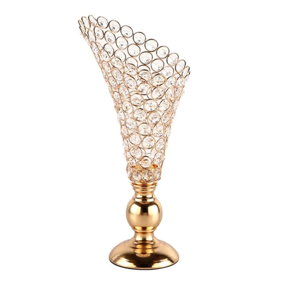 QSTDGVPW Candlesticks Crystal Golden Candlesticks For Decoration Wedding Table Center Transparent Vase