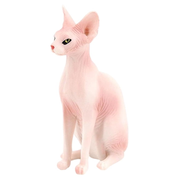 QSTDGVPW Cat Action Figures Hairless Cat Sitting Pose Animal Model Statues for Home Shelf Left