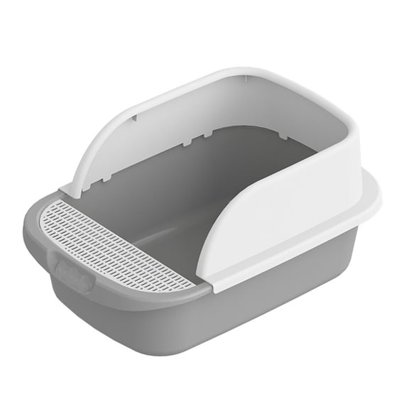 QSTDGVPW Cat , Open Top Pet Litter Tray, Splashproof Cat Sandbox Bedpan with Scooper Pets Gray