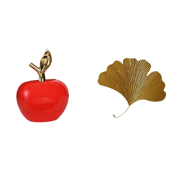 QSTDGVPW Ceramic Fruit Sculpture and Ginkgo Leaves Wall Decor Artistic Home Ornament for Living Room Cafe Office Hotel Dining Room Study Room Holiday