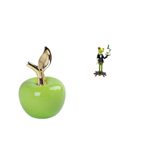QSTDGVPW Ceramic and Waiter Frog Statue Ornament Simulation Artwork Home Decoration Fruit Sculpture Creative Decorative Figurine for Cafe Study Room Holiday Fireplace Entrance Shelf Birthday Gift
