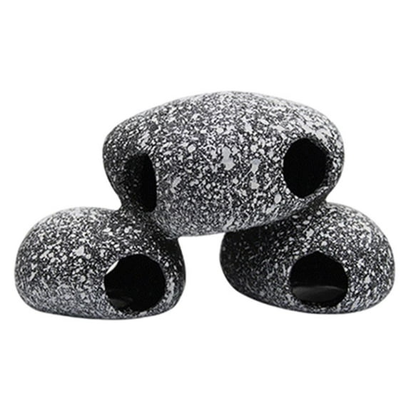 QSTDGVPW Ceramics Aquarium Cave Natural Rock Hideout Fish Tank Play Rest Stone 3pcs