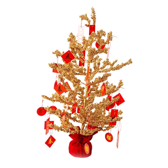 QSTDGVPW Chinese New Year Lucky Tree Ornament Desktop Decorative Sculpture Welcome Spring Fruit Tree
